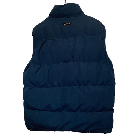 CAT Caterpillar Workwear Men’s Navy Blue Polyester Full Zip Puffer Vest Size XL - Picture 7 of 7